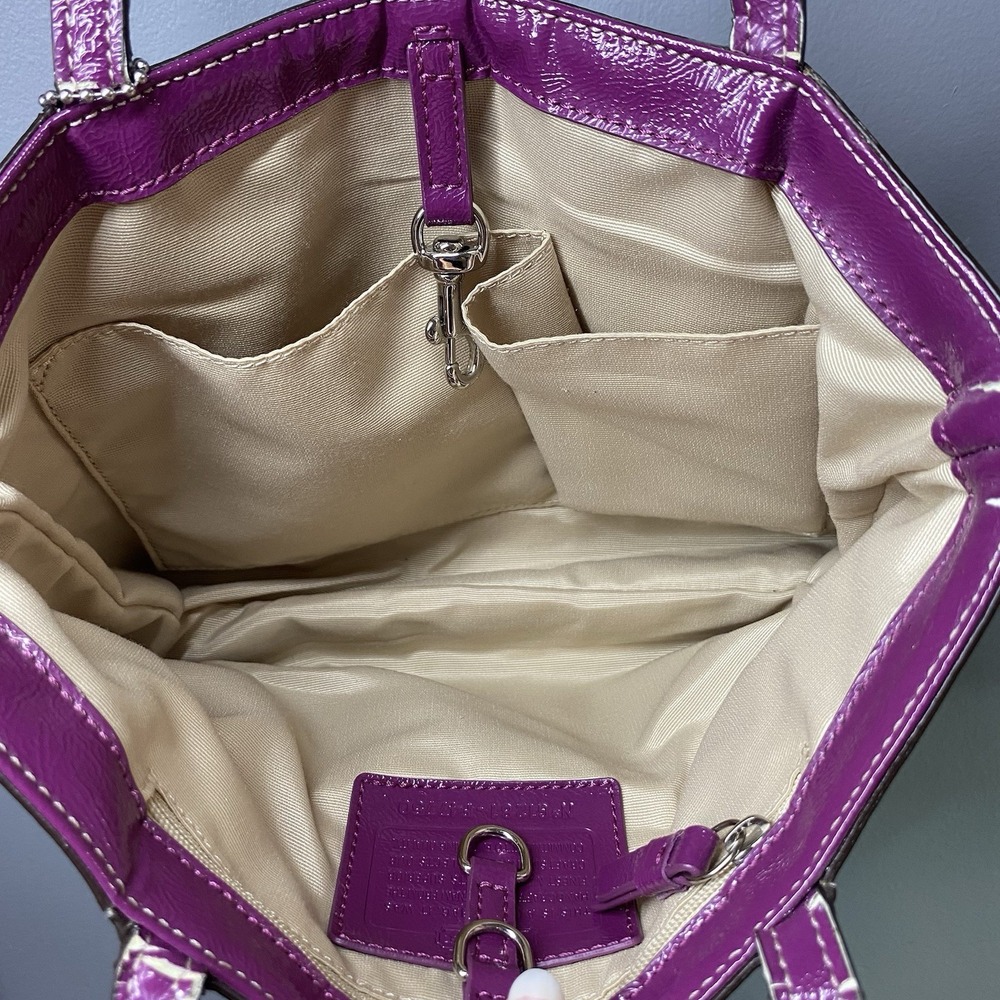 COACH Purse Handbag‎ Tan W/Hot Pink 7x11x2" - Picture 11 of 16